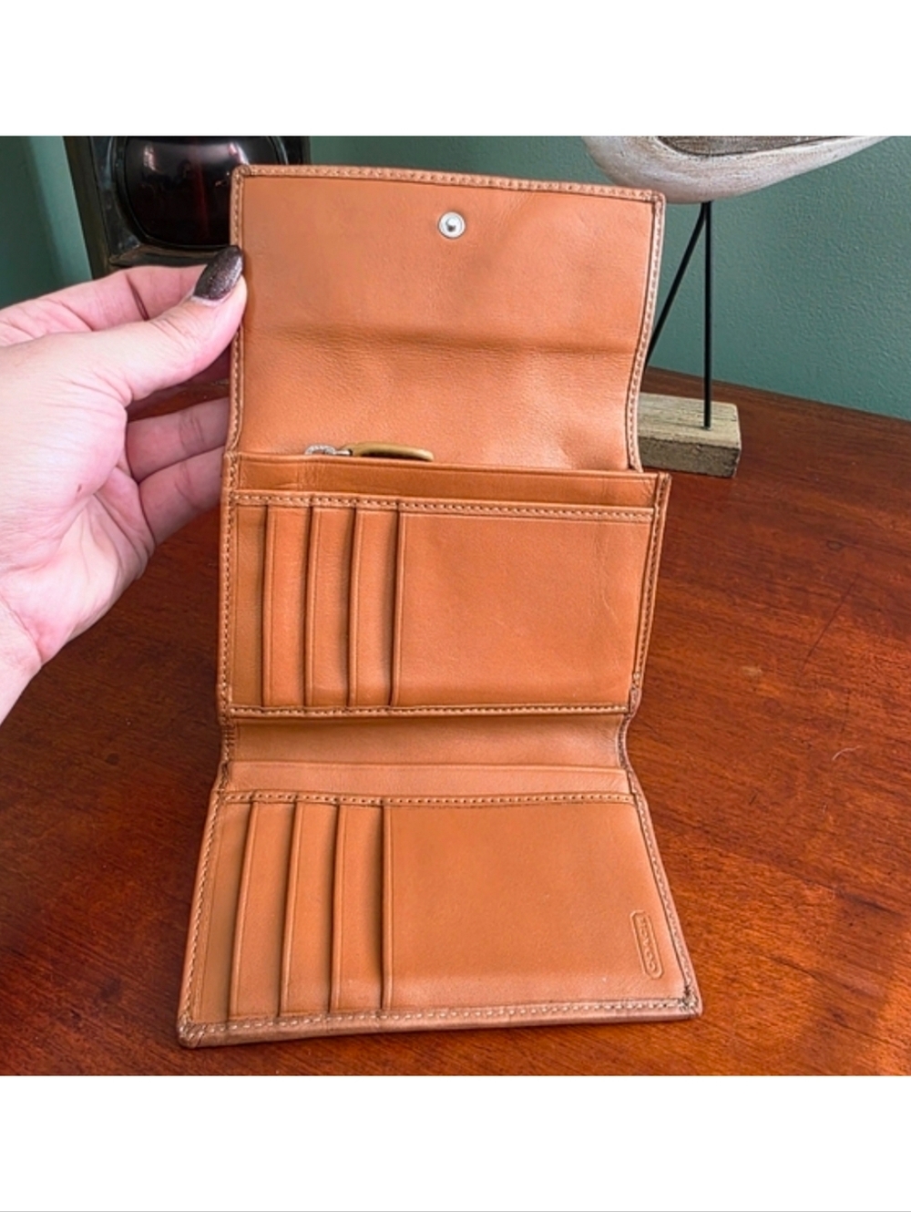 Coach Hampton Signature Wallet Yellow Tan Jacquard Leather Wallet Y2K - Picture 9 of 16